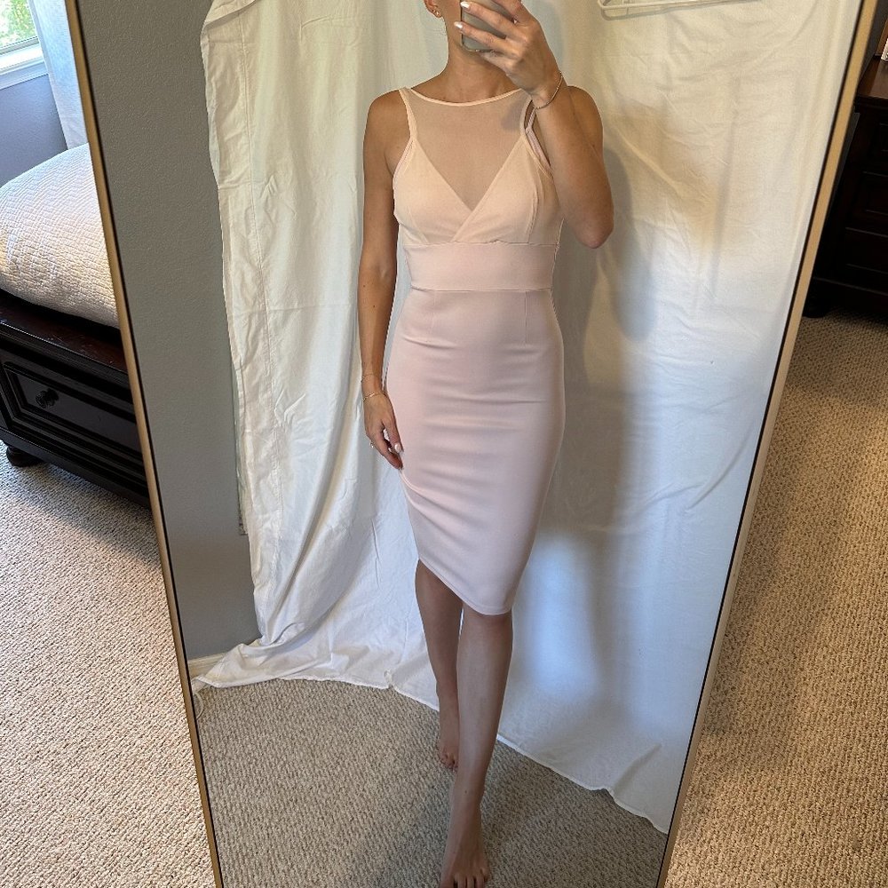Pink Mesh Midi Dress